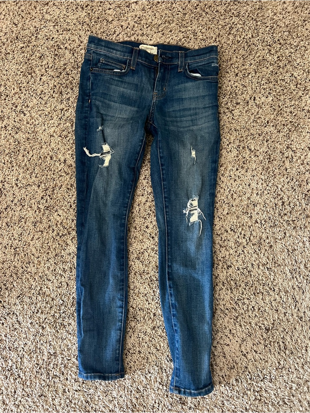 Current Elliot Women’s Distressed Skinny Jeans - Dark Blue